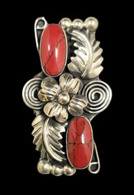 Large Vintage ESPERANZA Mexico Sterling Silver & Red Gemstone Ring