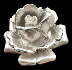 Vintage Sterling Silver Rose Shaped Silk Scarf Holder