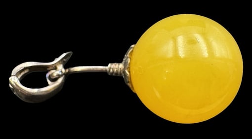 Unusual Vintage Sterling Silver & Yellow Gemstone Pendant
