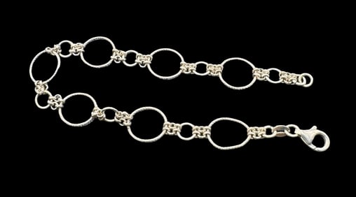 Lovely Vintage Italian Sterling Silver Chain Bracelet