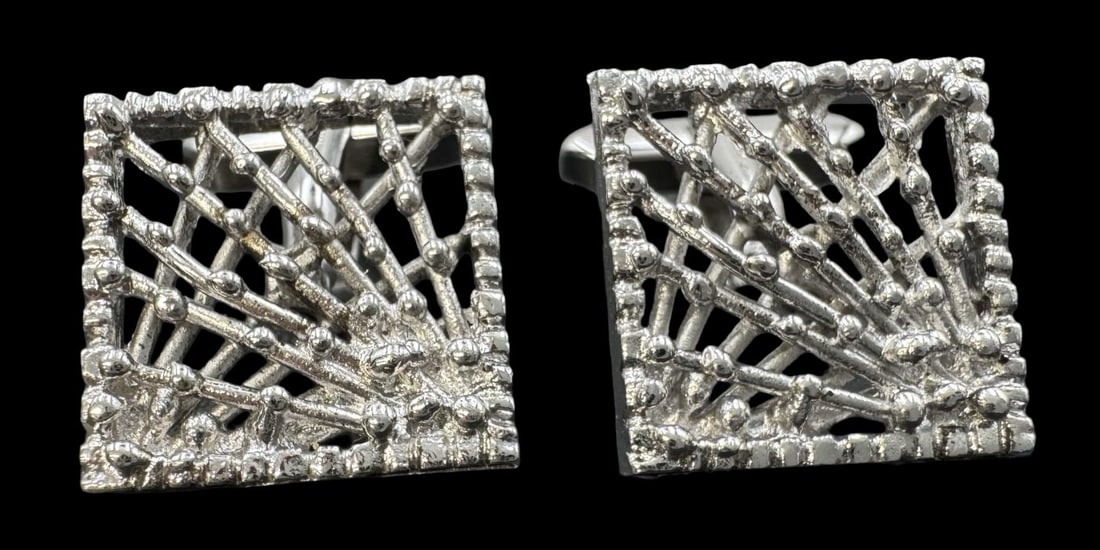 Vintage Mid-Century Modern Brutalist European 800 Silver Cufflinks (1 of 2)