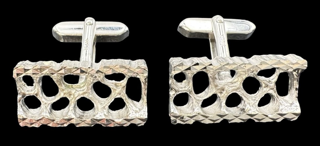 Vintage Mid-Century Modern Brutalist European 800 Silver Cufflinks (1 of 3)