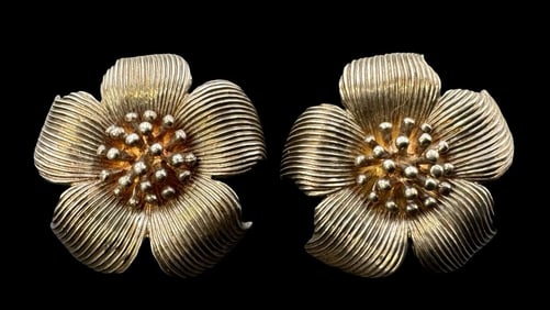 Vintage TIFFANY & CO Sterling Silver Earrings in Flower Shape