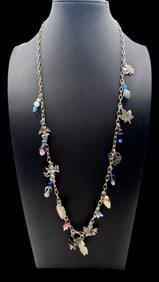 Unusual Vintage Sterling Silver Necklace /w Whimsical Pendant Charms