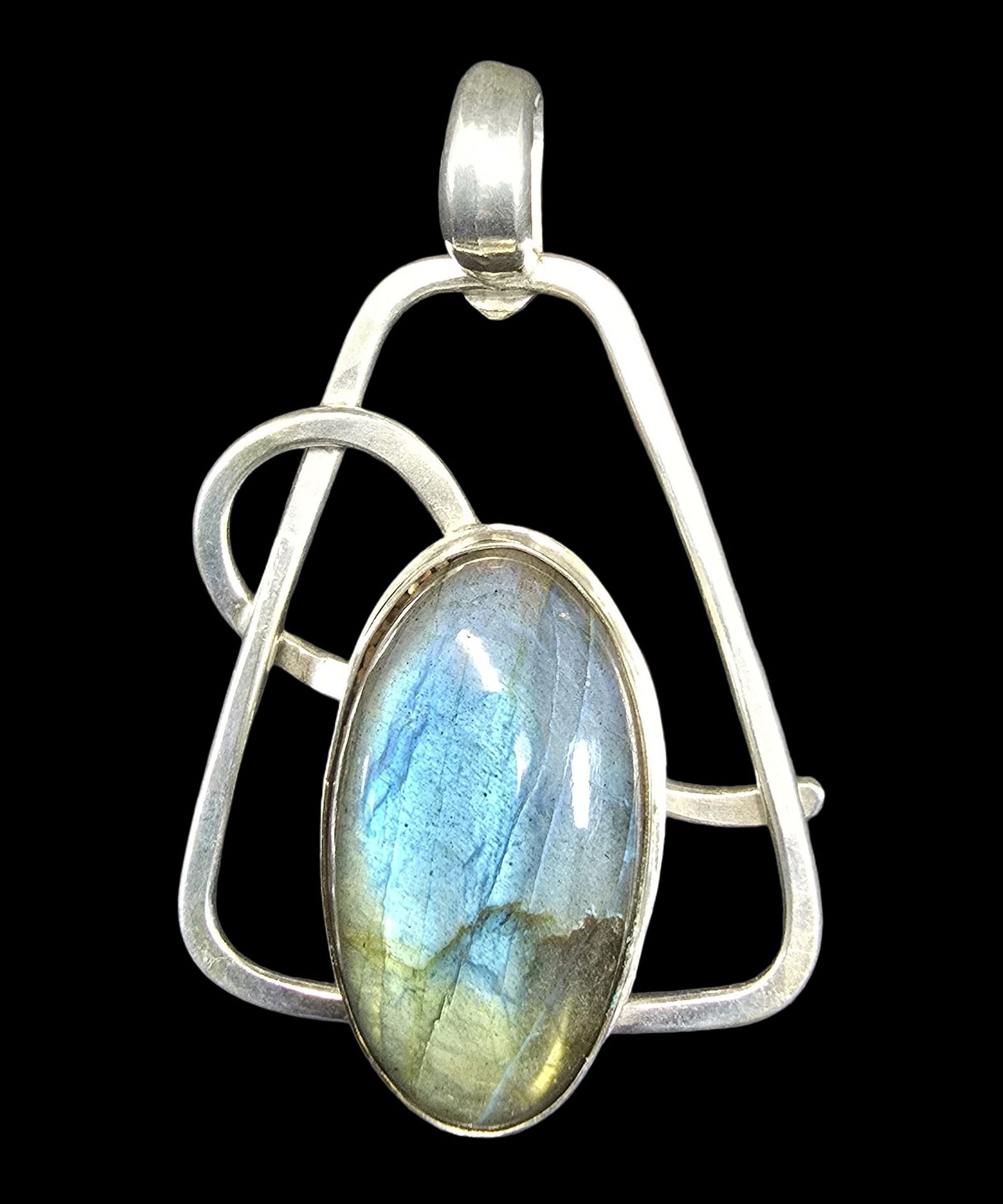 Unique Vintage Mid-Century Modern JEAN NEWLIN Sterling Silver & Labradorite Designer Pendant (1 of 3)