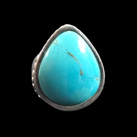 Stunning Vintage BARSE Sterling Silver & Turquoise Cocktail Designer Ring