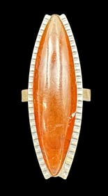 Very Unusual Vintage Russian 875 Silver & Baltic Amber Ring