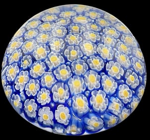 Vintage Italian Murano Art Glass Millefiori Paperweight
