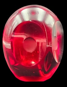 Rare Vintage Red Art Glass Owl Paperweight