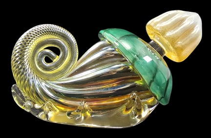 Stunning Vintage Mouthblown Murano Italy Art Glass Perfume Bottle /w Stopper
