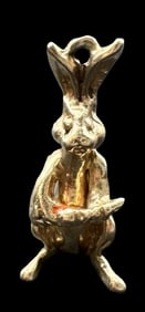 Whimsical Vintage 1930s 14K Gold Bunny / Rabbit Pendant