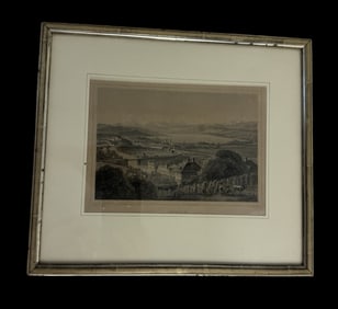 Antique Framed Lithograph of Zurich Switzerland