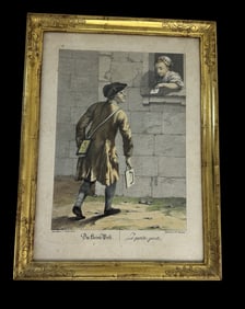 Antique 19th Century Austrian Lithograph after Johann Christian Brand "La petite poste"