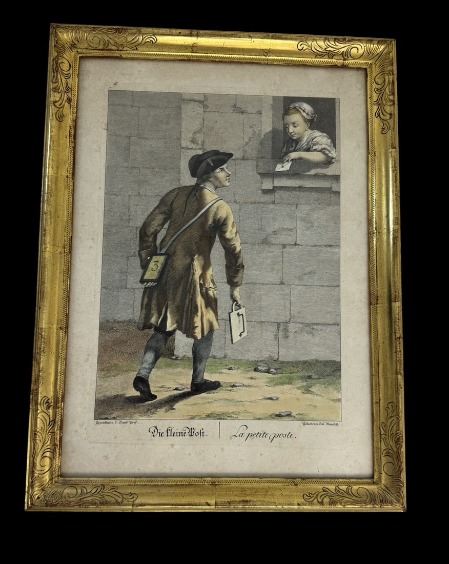 Antique 19th Century Austrian Lithograph after Johann Christian Brand "La petite poste" (1 of 2)
