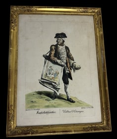 Antique 19th Century Austrian Lithograph after Johann Christian Brand "Copperplate Print Dealer"
