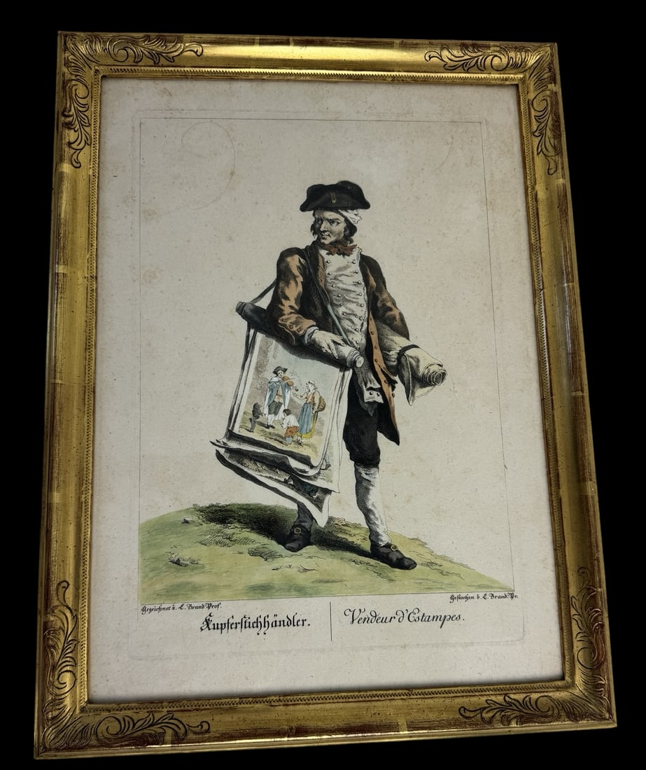 Antique 19th Century Austrian Lithograph after Johann Christian Brand "Copperplate Print Dealer" (1 of 2)