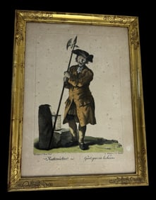 Antique 19th Century Austrian Lithograph after Johann Christian Brand "Night Guard"