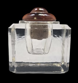 Antique Art Deco Miniature Glass & Bakelite Travel Inkwell