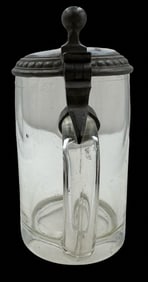 Antique German Beer Stein /w Hand Painted Porcelain & Pewter Lid