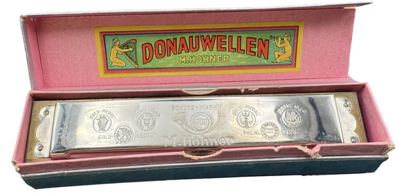 Vintage HOHNER Germany Donauwellen Harmonica /w Orginal Case