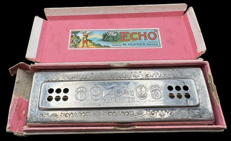 Vintage HOHNER Germany Echo Harmonica /w Orginal Case