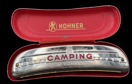 Vintage HOHNER Germany Camping Harmonica /w Orginal Case