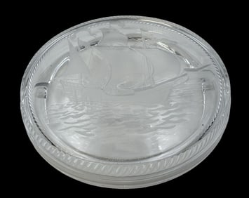 Vintage Molded Crystal Ashtray /w Ship