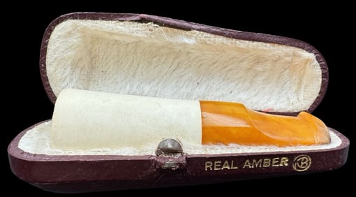 Antique Baltic Amber & Meerschaum Cigarette Holder /w Fitted Case