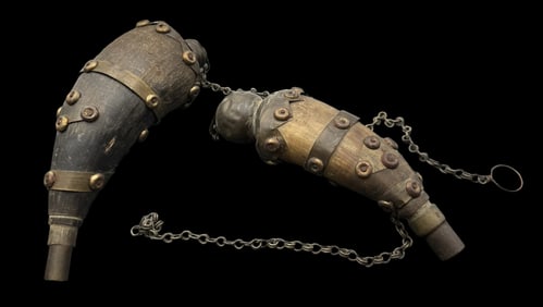 Pair of Antique Handmade Powder Horns