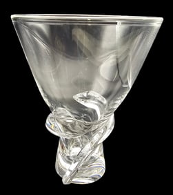 Vintage Mid-Century Modern Donald Pollard for STEUBEN Crystal Vase in Original Box #8058