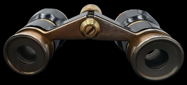 Vintage european Black & Gold Metal Opera Glasses