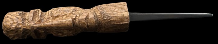 Unusual Vintage Mid-Century Hand Carved Wood Tribal Style Stainless Steel Letter Opener