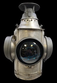 Antique DRESSEL Railroad Switch Lantern /w Blue/Red Lenses & Cast Iron Base