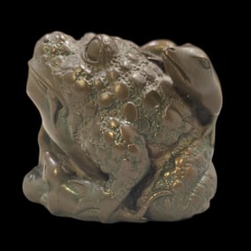 Very Unusual Vintage Bronze Toad & Lizard Sculpture