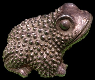 Very Unusual Vintage Solid Cast Metal Frog Sculpture