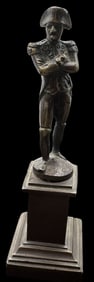 Antique Brass Statuette of Napoleon Bonaparte Waterloo Monument on Wood Base