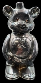 Vintage 1960s British Silverplate Teddy Bear Coin Bank / Money Box