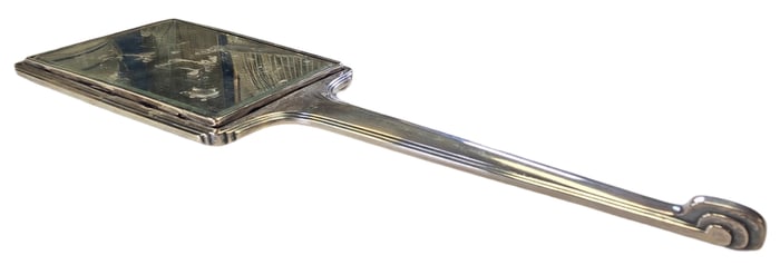 Large Vintage ca. 1930 Art Deco Sterling Silver Hand Mirror