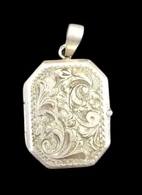 Ornate Antique European 800 Silver Double-Sided Picture Locket Pendant Charm