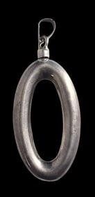 Unusual Vintage Oval Mexican Sterling Silver Perfume/Snuff Bottle Pendant