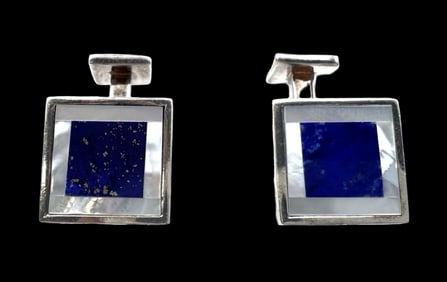 Vintage LINKS OF LONDON Sterling Silver & Lapis Lazuli Cufflinks
