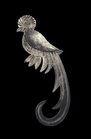 Unusual Vintage Handmade 900 Silver Bird of Paradise Brooch