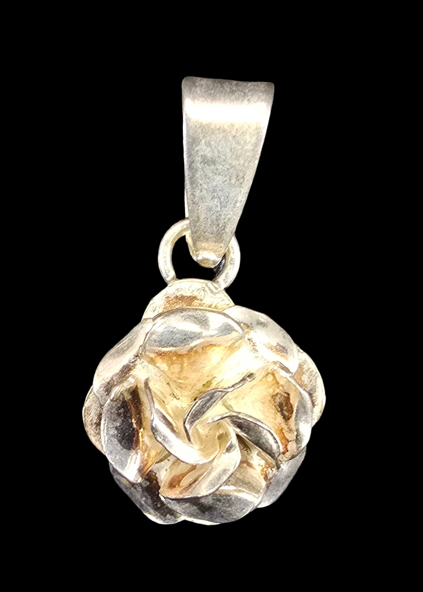 Vintage Sterling Silver Rose Pendant Charm (1 of 4)