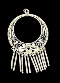 Ornate Vintage Handmade 800 Silver Filigree Pendant