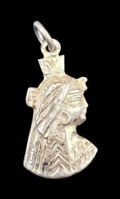 Vintage Egyptian Revival Sterling Silver Queen Cleopatra Pendant