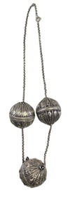 Ornate Antique Oriental 900 Silver Ball Chain Necklace
