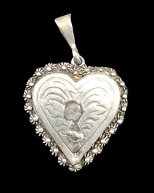 Vintage Handmade Sterling Silver Heart Pendant