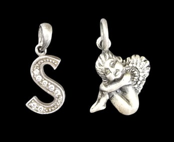 Lot of 2 Sterling Silver Pendant Charms