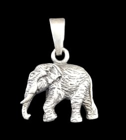 Vintage Sterling Silver Elephant Designer Pendant Charm