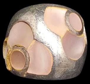Vintage Mid-Century Sterling Silver & Mother of Pearl Ring